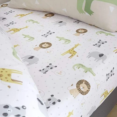 Image of Catherine Lansfield Kids Roarsome Animals Single Fitted Sheet White