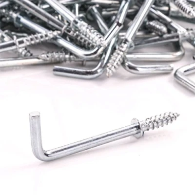 Image of 100x Silver Screw in Dresser Hooks 38mm/1.5&quot; Square Shouldered L Shape Cup Hangers