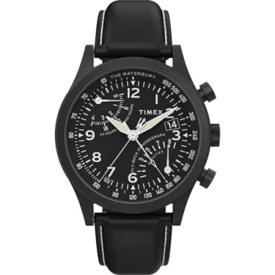 Image of Timex Men&#039;s Chronograph Quartz Watch with Leather Strap TW2W48000
