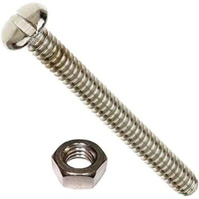 Image of Merriway BH03615 (10 Pcs) Slotted Pan Head Machine Screws with Nuts, M6 x 40 mm (1/4 Inch 1.1/2 Inch), Bright Zinc Plated Pack of 10 Pieces