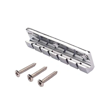 Image of Alnicov 6 Strings Metal Fixed Hardtail Saddle Bridge for Electric Guitar Chrome