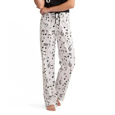 Image of Hatley Women&#039;s Jersey Pants Music Notes Pyjama Bottoms, White, L UK