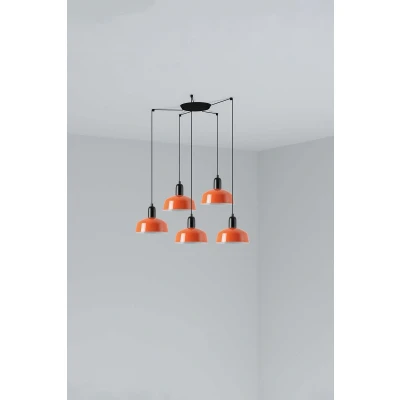 Image of Tatawin Small Cluster Pendant Ceiling Light Black, Gloss Reddish Orange 5x E27