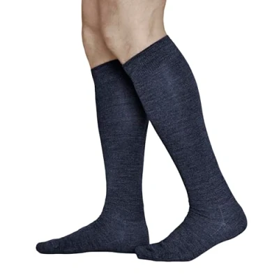 Image of vitsocks Men&#039;s 80% MERINO Wool Long Leg Knee High Winter Socks, Warm Breathable, navy blue, 10 12