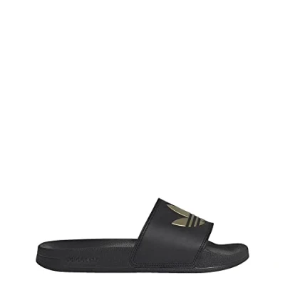 Image of adidas Originals Women&#039;s Adilette Lite Slides Slipper, Core Black/Core Black/Matte Gold, 7