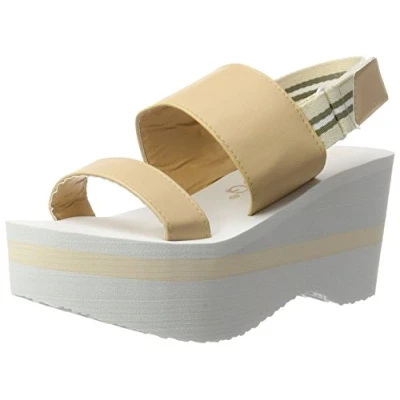 Image of Rocket Dog Women&#039;s Rocca Platform Sandals, Beige (Smooth/Web Natural/Natural), 7 UK