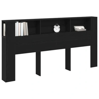 Image of vidaXL Headboard Cabinet Black Oak 200x18,5x104,5 cm