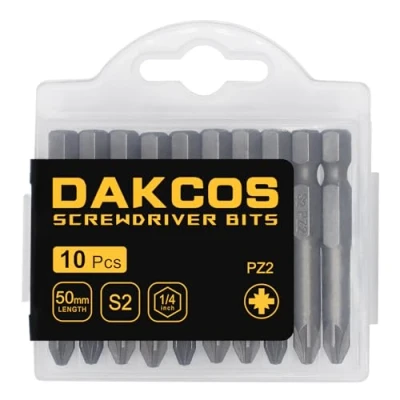 Image of DAKCOS PZ2 Torx Bit, 10PCS Impact Driver Bits, 1/4&quot; Screwdriver Bit Sets, Premium S2 Alloy Steel 50mm Long