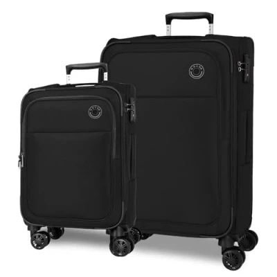 Image of MOVOM Atlanta suitcases Polyester, Different Sizes, Black, Green, Red, Grey, Polyester., Black/White, One Size, Set of 2