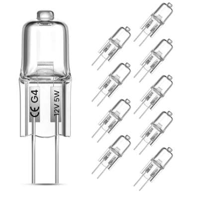 Image of TobeBright G4 Halogen Bulbs 5W 12V, Clear Capsule 2 pin Light Bulbs, Warm White 2700K Bi Base Lamp Bulb for Indoor Lighting, Dimmable 10 Pack