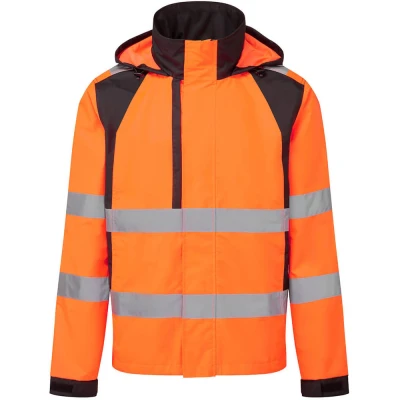 Image of Portwest WX2 Eco Hi Vis Rain Jacket Orange/Black XL
