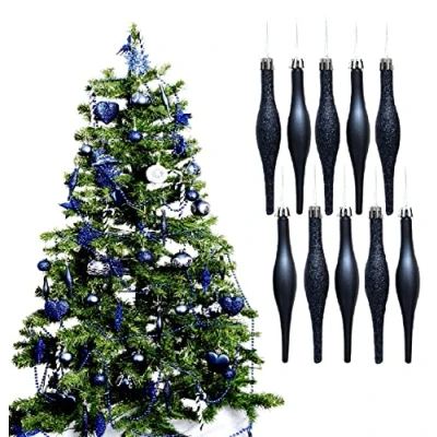 Image of Simply Products 10 Droplet Baubles Great Christmas Tree Decoration, Matte &amp; Glitter Icicle (Navy Matte)