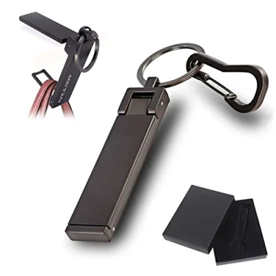 Image of Handbag Hooks for Table, Bag Hanger Collection, Portable Metal Holder, Folding Purse Hook, Smartphone Backpack Table Restaurant Bar, with Gift Box, Matt Black