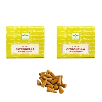 Image of Satya Citronella Incense Dhoop Cone x2 pack, used for Aromatherapy, Spa, Yoga, Weddings, Reiki, Meditation, Healing by DHS