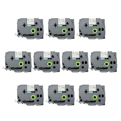 Image of Fassport 10 Pack White on Clear Label Tape Compatible for Brother P Touch TZ 165 TZe 36mm 1 1/2&quot;