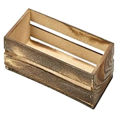 Image of Genware NEV TR215 Wooden Crate, Dark Rustic Finish, 25 cm x 12 5