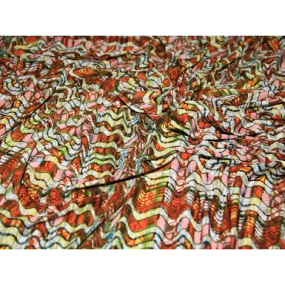Image of Minerva Crafts Patterned Stretch Jersey Dress Fabric Orange/Multi per metre