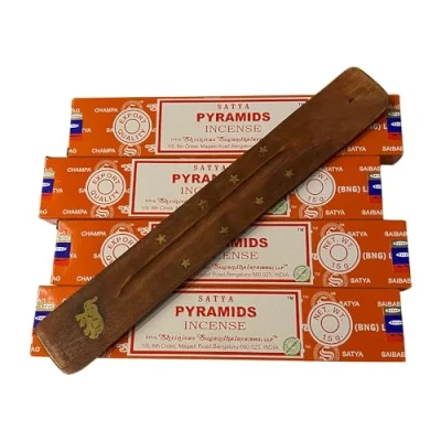 Image of VIE Satya Incense Sticks, 4 Packs x 15g, with Holder, Pyramids