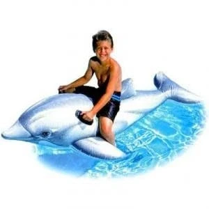Image of Intex Inflatable Dolphin Rider Ride On Beach Toy Lilo Swim Pool Float