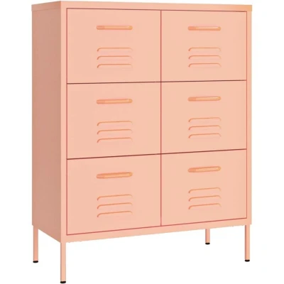Image of vidaXL Drawer Cabinet Pink 80x35x101.5 cm Steel