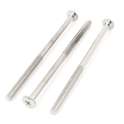 Image of Sourcingmap M6x120mm Male Thread Phillips Flat Head Bolt Screw Suitable for Double Bed Furniture TV Rack Wall Hanging 3pcs