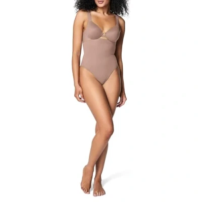 Image of SPANX Women&#039;s Seamless Power High Waisted Thong Shapewear Briefs, Cafe Au Lait, XL