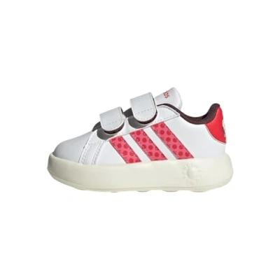Image of adidas Performance Grand Court Minnie Road running shoes for kids, Size: 5K, Ftwr white pink fusion pure ruby Synthetics
