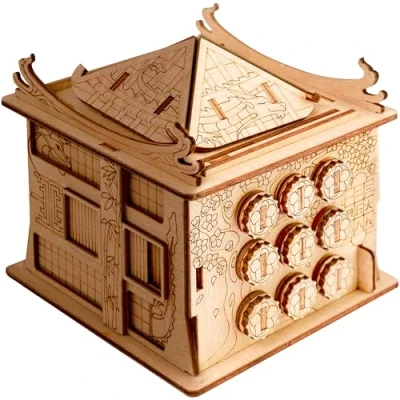 Image of ESC WELT House of Dragon Puzzles Box 3D Escape Game Money Brain Teaser for Adults &amp; Teens Wooden Room Mind Puzzle Games with Hidden Compartment Family