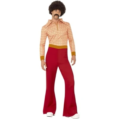 Image of Smiffys Authentic 70s Guy CostumeXL Size 46 in 48 inRed