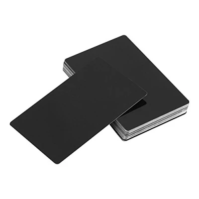 Image of 50Pcs Metal Business Cards Blank Laser Engraved Aluminium Alloy Thickness for Customer DIY Gift 5 Colors (Optional)(Black)