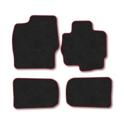 Image of Car Mats Compatible with Mitsubishi Colt (2004 2009) Tailored Fit Red Carpet Floor Set Accessory Custom 4 Pieces Anti Slip Backing &amp; Binding Trim Edge