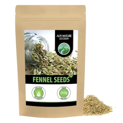 Image of fennel seeds (250g, 8.8 oz), whole fennel, 100% natural, natural without additives, vegan