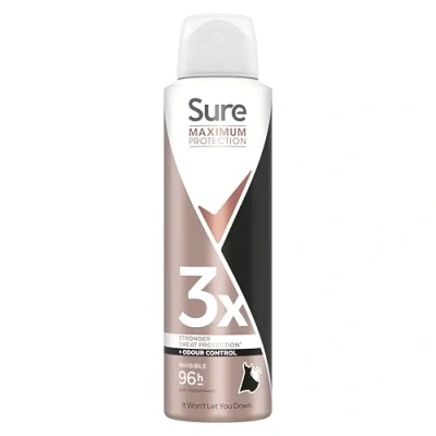 Image of Sure Maximum protection Invisible Anti Perspirant Aerosol women&#039;s deodorant spray with 3x stronger* sweat for 96 hour and odour 150 ml