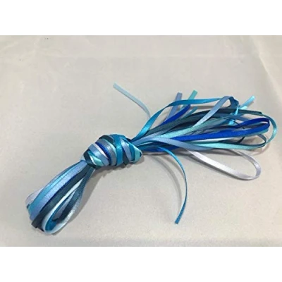 Image of Blues ONLY 10 x 1 metre 3mm Satin Ribbon Assorted Bundle Blue Double Sided metres Decorative Cards Easter Christmas Thin 3 mm