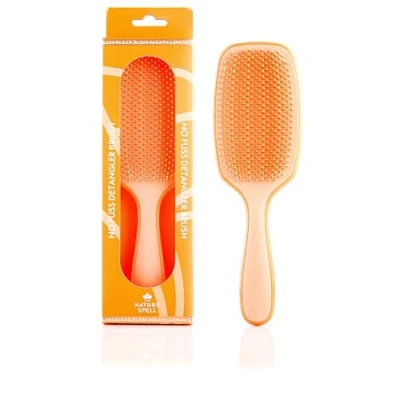 Image of Nature Spell No Knots Detangling Hair Brush Detangles All Types For Wet &amp; Dry Eliminates Reduces Breakage (Glossy Orange)