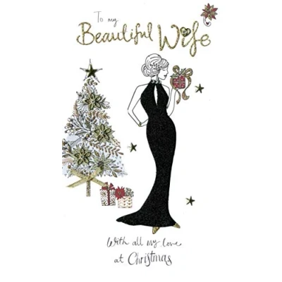 Image of Wife Embellished Christmas Card Hand Finished Champagne Range Cards
