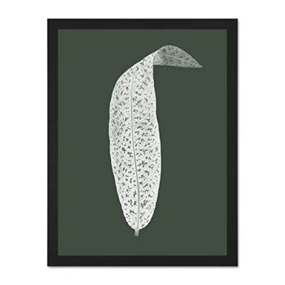 Image of Wee Blue Coo Botanics Hunter Green Leaf Large Black Framed Art Print Wall Poster 18x24 inch