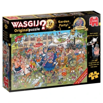 Image of Wasgij Original 40, 25th Anniversary Garden Party 1000 Piece Jigsaw Puzzles for Adults Challenging Brainteasing Puzzle, Uncover the Puzzle 100% Recycled Cardboard 1000pcs Jumbo