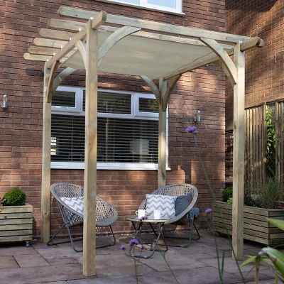 Image of Forest Ultima Wooden Garden Pergola with Retractable Canopy 8&#039; x