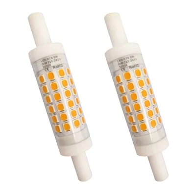 Image of YAKAiYAL 5W R7s LED Light Bulb 78MM Dimmable Warm White 3000K AC220 240V Double Ended Base J78 Linear Tube Ceramic Bulbs 360 Degree (Dimmable, 2 Pack)
