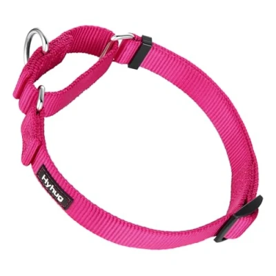 Image of Traffic Nylon Anti Escape Martingale Dog Collar for Large Breeds Boy and Girl Dogs Walking Training Daily Use. (Large, Rose Red)