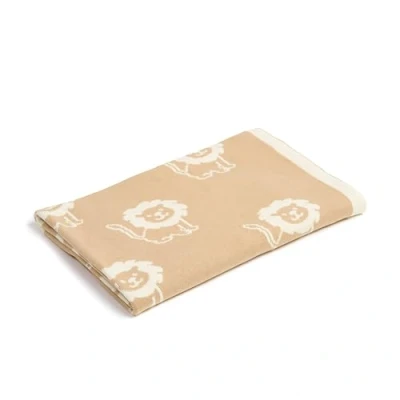 Image of Clair de Lune Reversible Lion Knitted Baby Blanket, Soft Safari Design 70 x 90cm