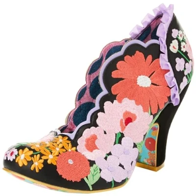 Image of Irregular Choice Wildflower Wander PU Black Multi 42