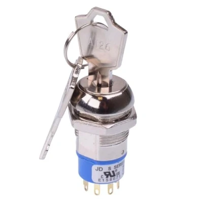Image of On (On) Momentary 3 Way 19mm Key Switch DP3T 4A APEM LK5JNB126 N3
