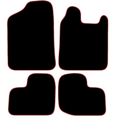 Image of Carsio Carpet Car Mats For Daihatsu Charade 2003 2007 Tailored Fit Floor Mat Set Complete Accessory Black Custom Fitted All Weather, Anti Slip Backing &amp; Red Trim