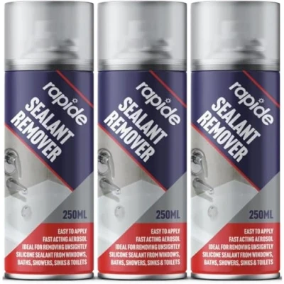 Image of PNJB Silicone Sealant Remover Spray, Softens And Releases Sealant, Fast Acting Aerosol Based Sealants,Fast Acting, (250ML, 3PCS)