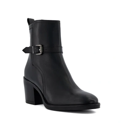 Image of Dune London Womens Ladies Prance Buckled Block Heeled Ankle Boots Black Leather (archived) Size UK 7