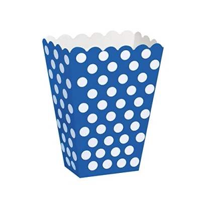 Image of Royal Blue Polka Dot Paper Treat Boxes (20cm x 15cm) Pack of 8 Stylish Party Favor Packaging for Celebrations &amp; Events