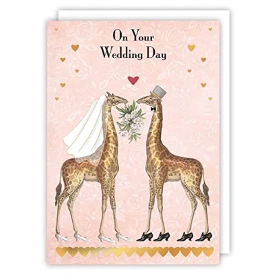 Image of Quire Collections Piet Card Wedding Giraffes,Pink,115x163mm