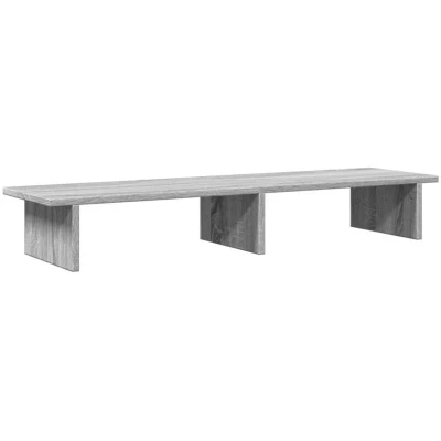 Image of vidaXL Monitor Stand Computer Display Riser Grey Sonoma Engineered Wood 100x27x15 cm Supports Two Monitors Sturdy and Durable Material with Ample Storage Easy to Clean